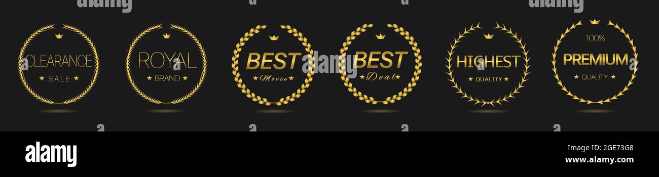 Premium quality Golden laurel wreath label set Stock Vector Image & Art ...