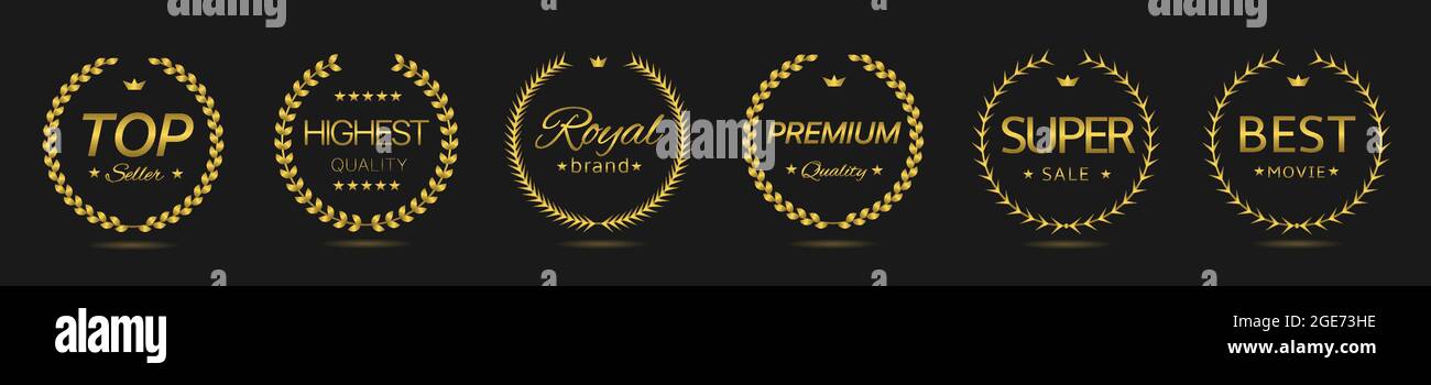 Premium quality Golden laurel wreath label set Stock Vector Image & Art ...