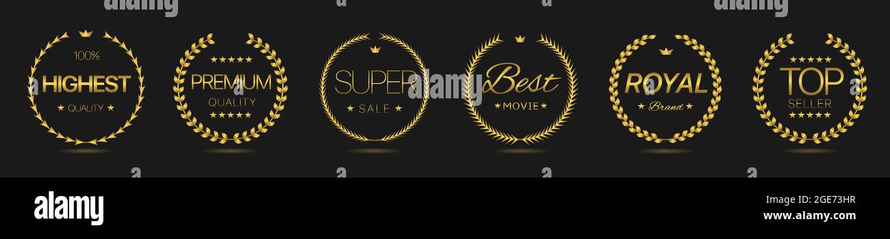 Premium quality Golden laurel wreath label set Stock Vector Image & Art ...