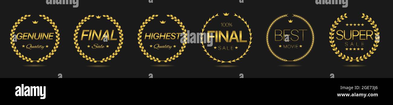 Final sale Golden laurel wreath label set Stock Vector Image & Art - Alamy
