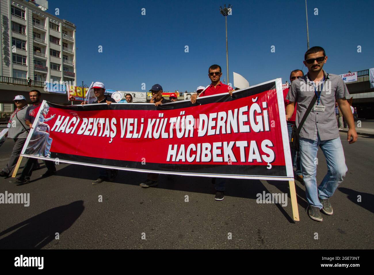 A moment of the Alevis' demonstration against discrimination and against Turkish involvement in the war in Syria. Stock Photo