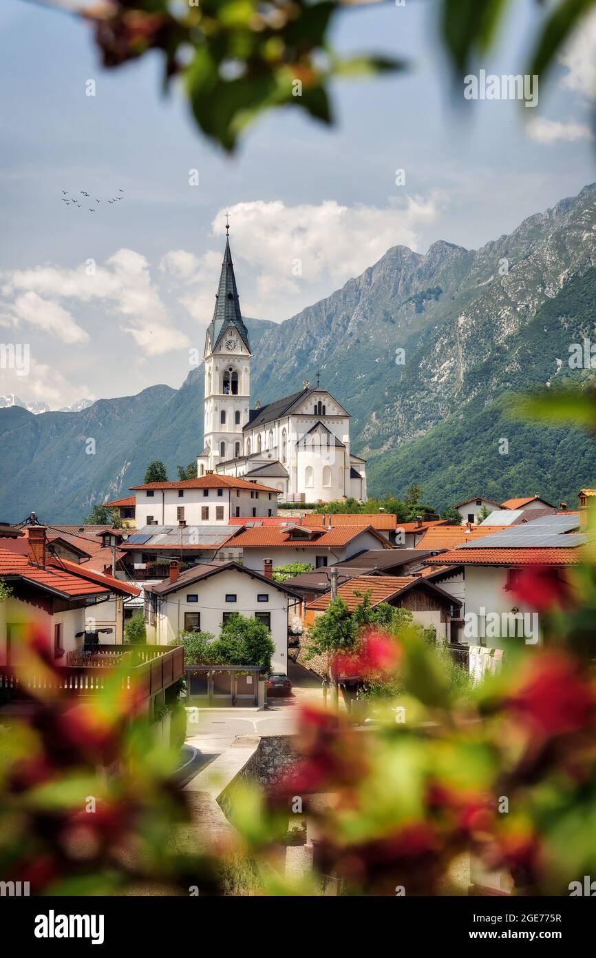 Dreynica Mountain Church in Western Slovenia, post processed using exposure bracketing Stock Photo