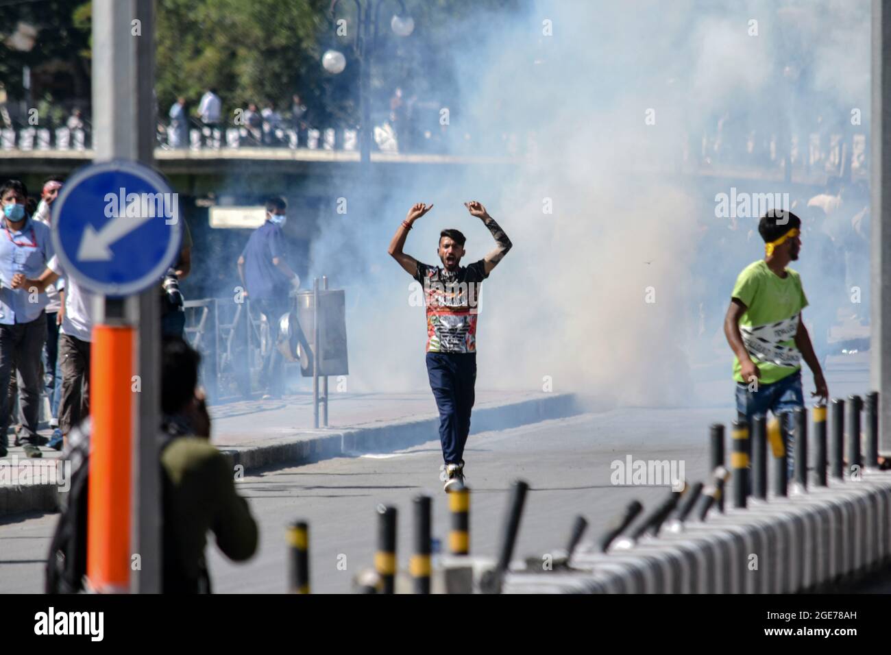 A Kashmiri Shiite mourners shouts religious slogans as government ...