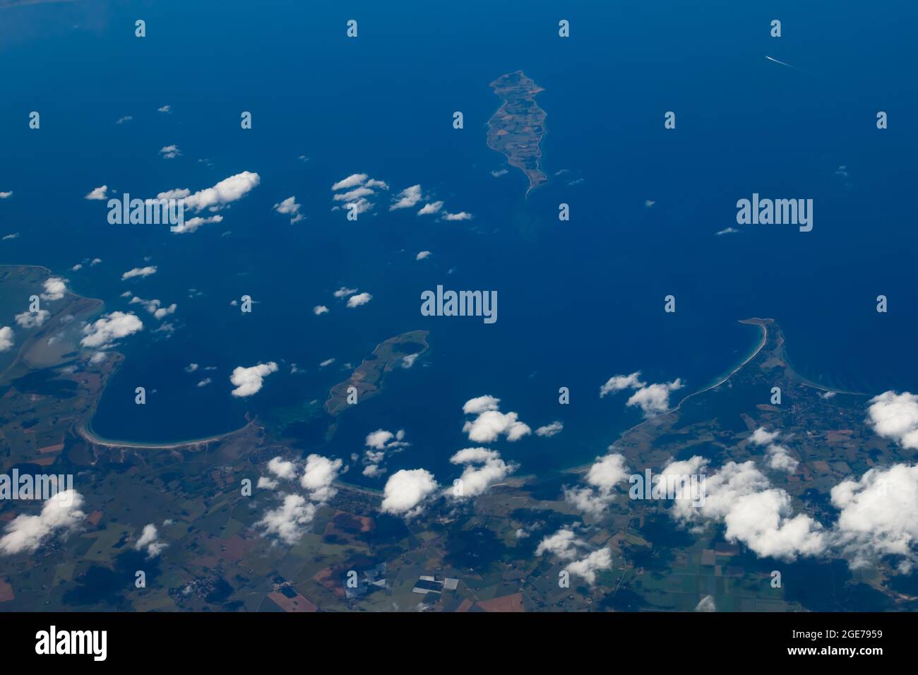 Aerial view from plane flight from helsinki to amsterdam stock photo