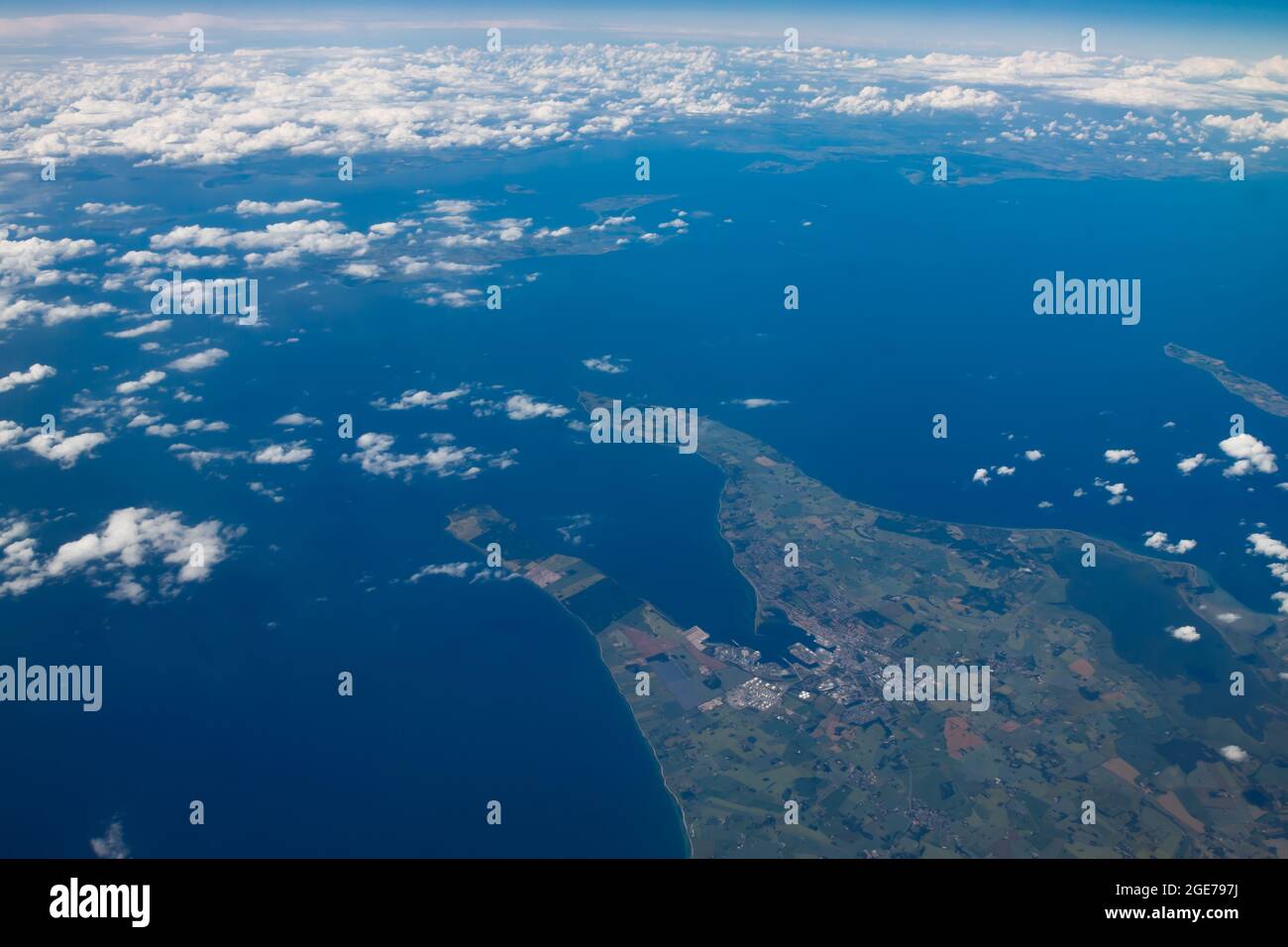 Aerial view from plane flight from helsinki to amsterdam stock photo