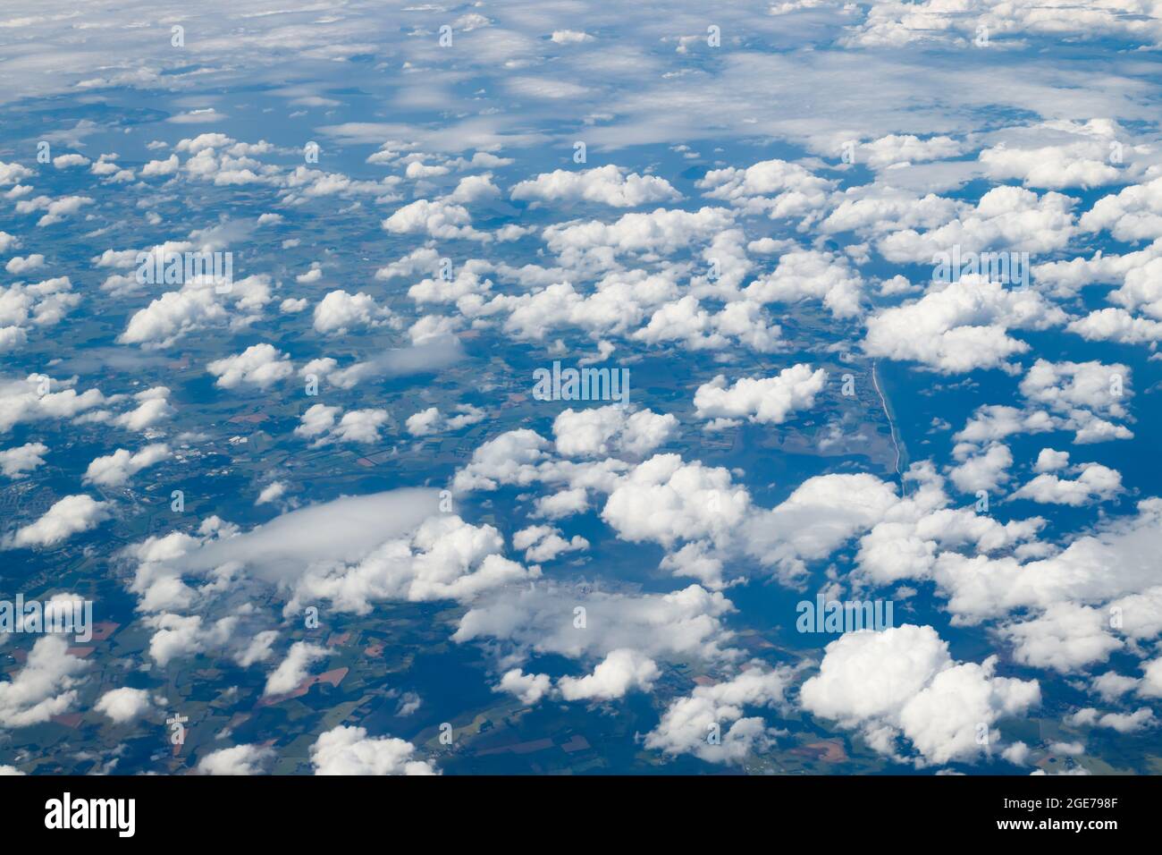 Aerial view from plane flight from helsinki to amsterdam stock photo