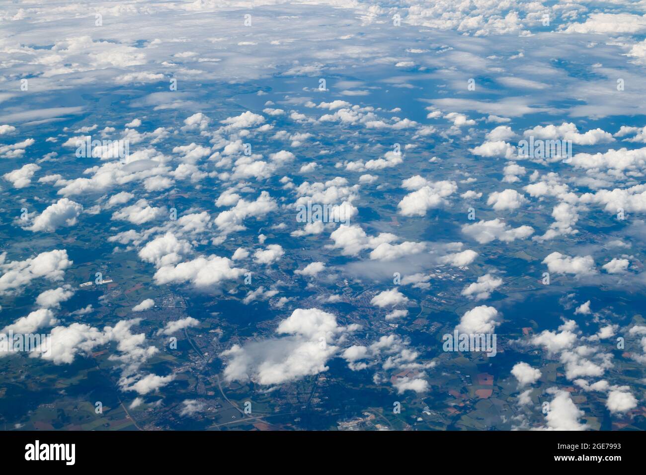 Aerial view from plane flight from helsinki to amsterdam stock photo
