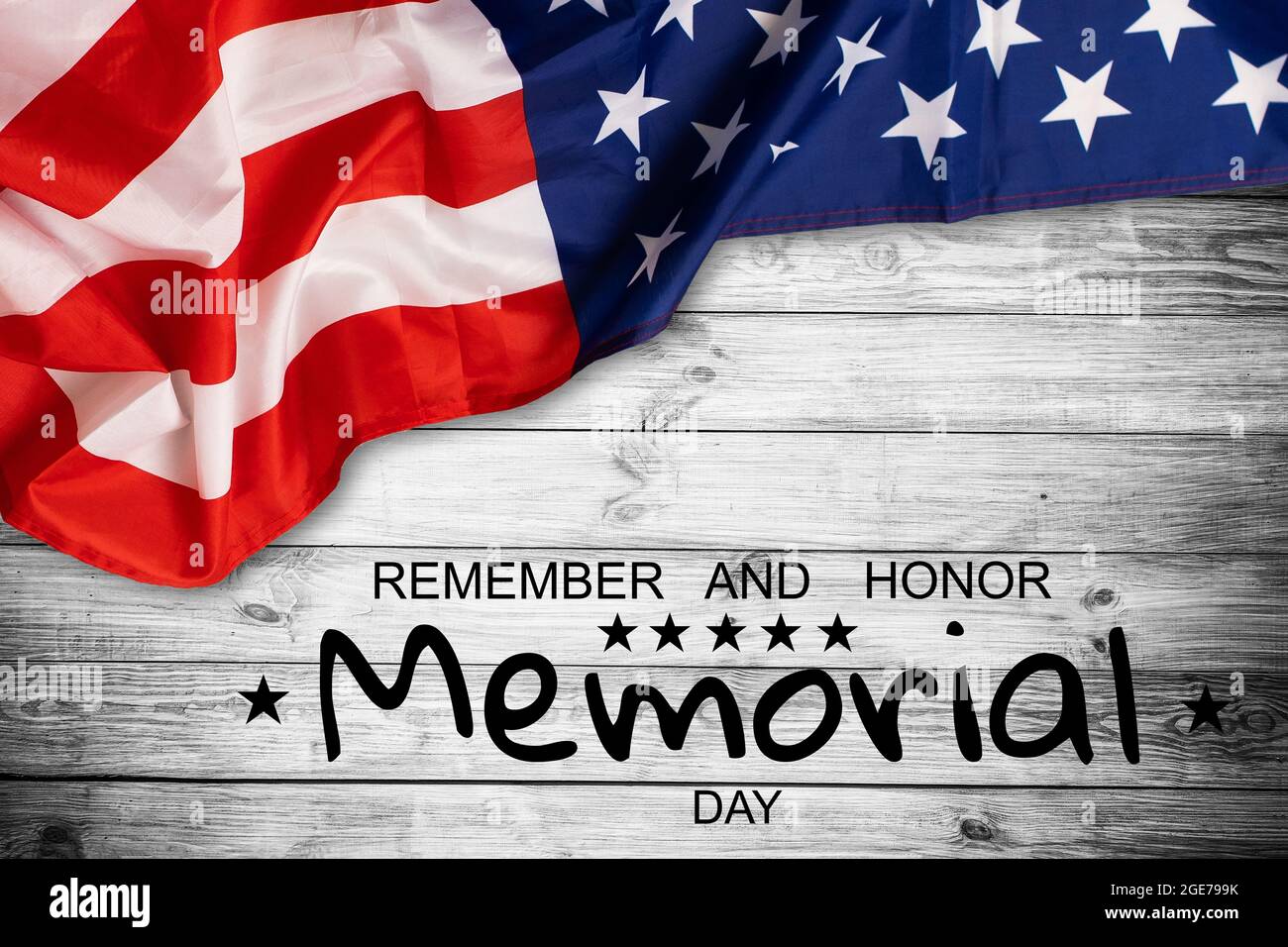 Happy memorial day concept made from vintage american flag on white ...