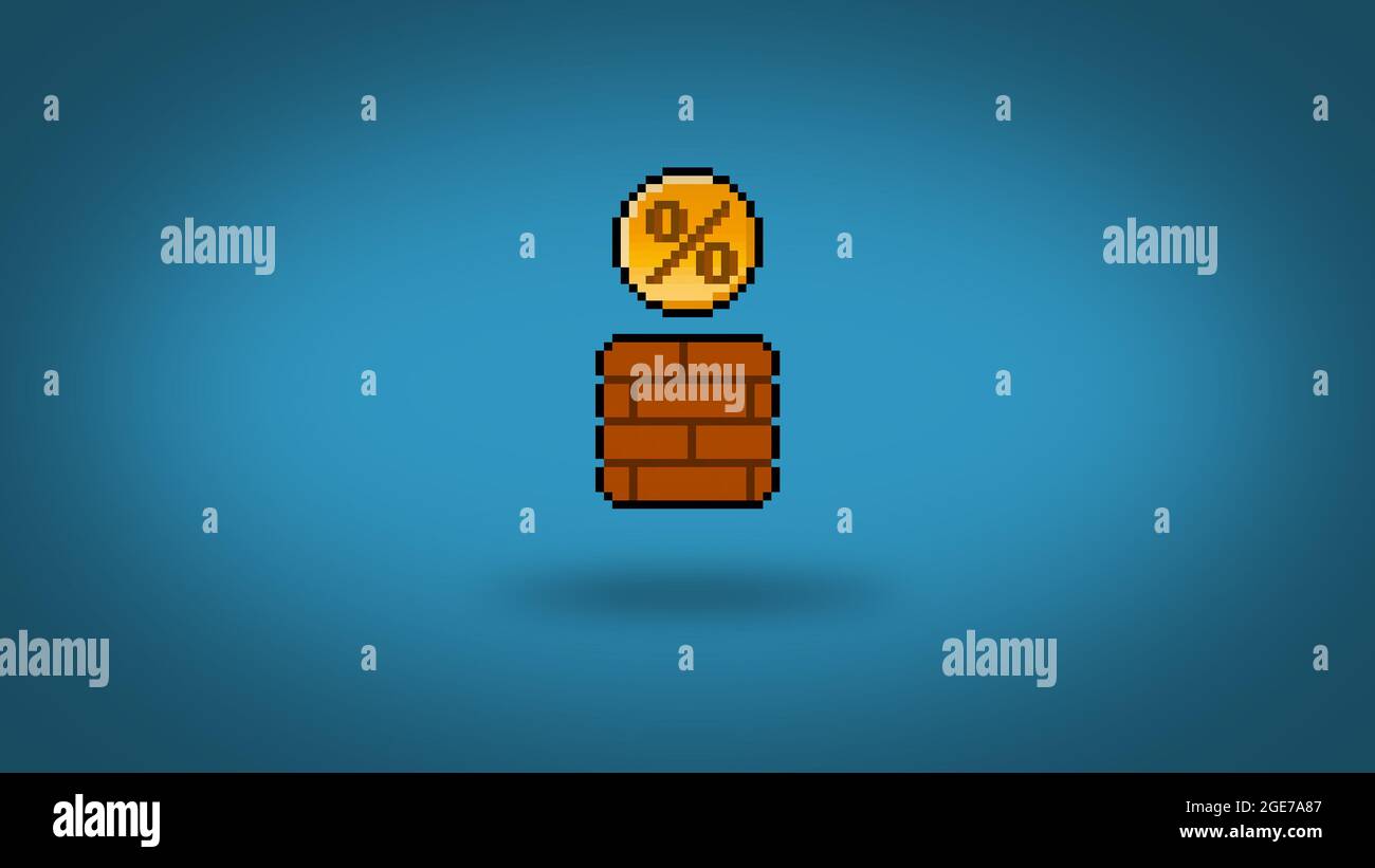 Pixel percentage coin coming from a gaming block - high res background ...