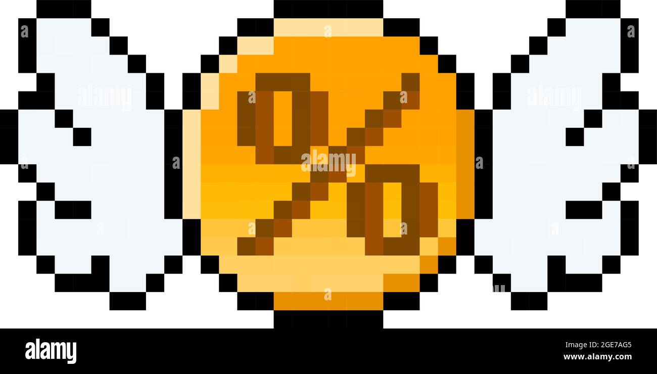 Pixel 8 bit percentage coin with wings - vector, isolated Stock Vector ...