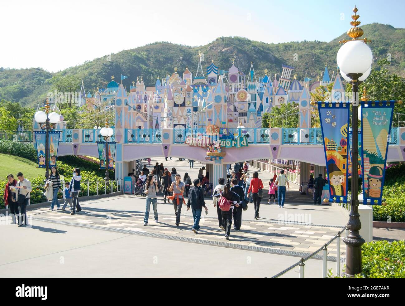 'It’s a Small World' ride, Fantasyland, Hong Kong Disneyland Resort, Lantau Island, Hong Kong, People's Republic of China Stock Photo