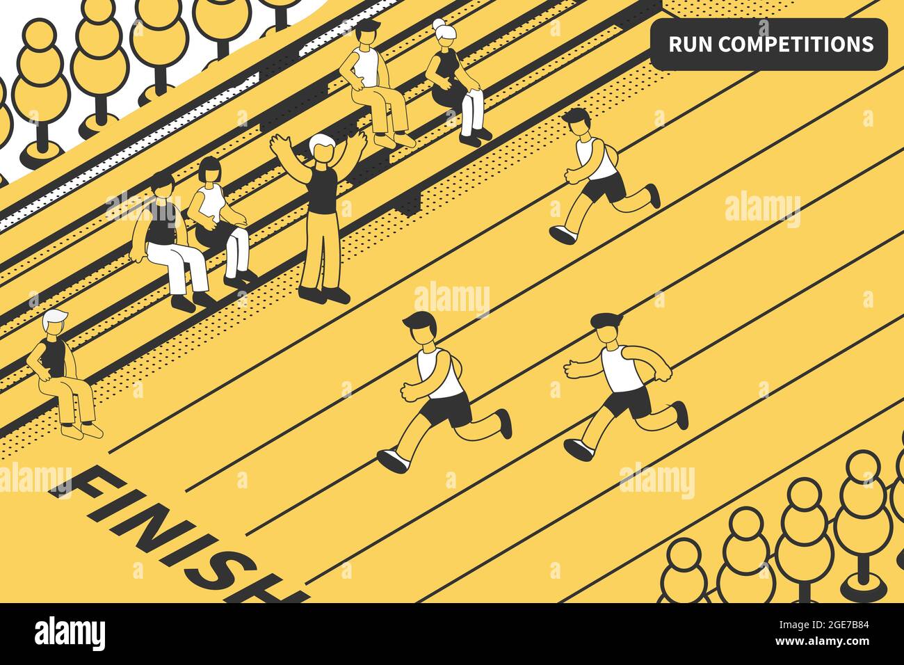 Athletics run sport competitions isometric composition with view of ...