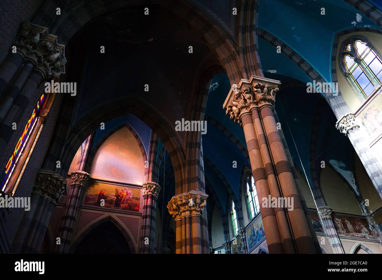 Interior decoration of catholic church called Iglesia del Sagrado ...