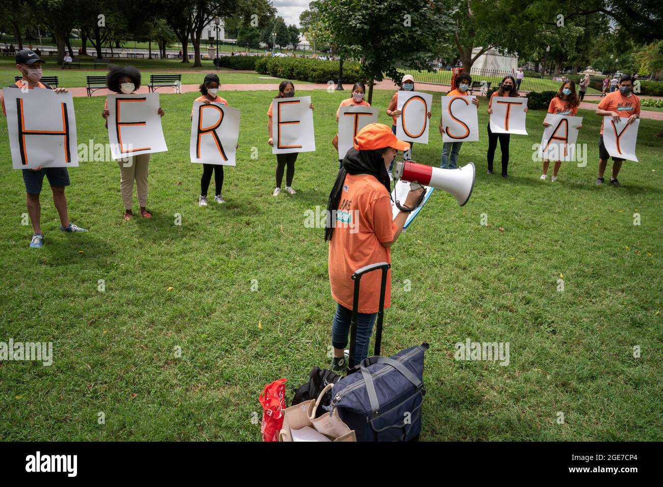 Washington, United States. 17th Aug, 2021. United We Dream Action holds a 'DACA Is Not Enough' rally in Lafayette Park near the White House in Washington, DC on Tuesday, August 17, 2021. The rally is' to demand Congress deliver citizenship for millions this year through reconciliation.' Photo by Ken Cedeno/UPI Credit: UPI/Alamy Live News Stock Photo