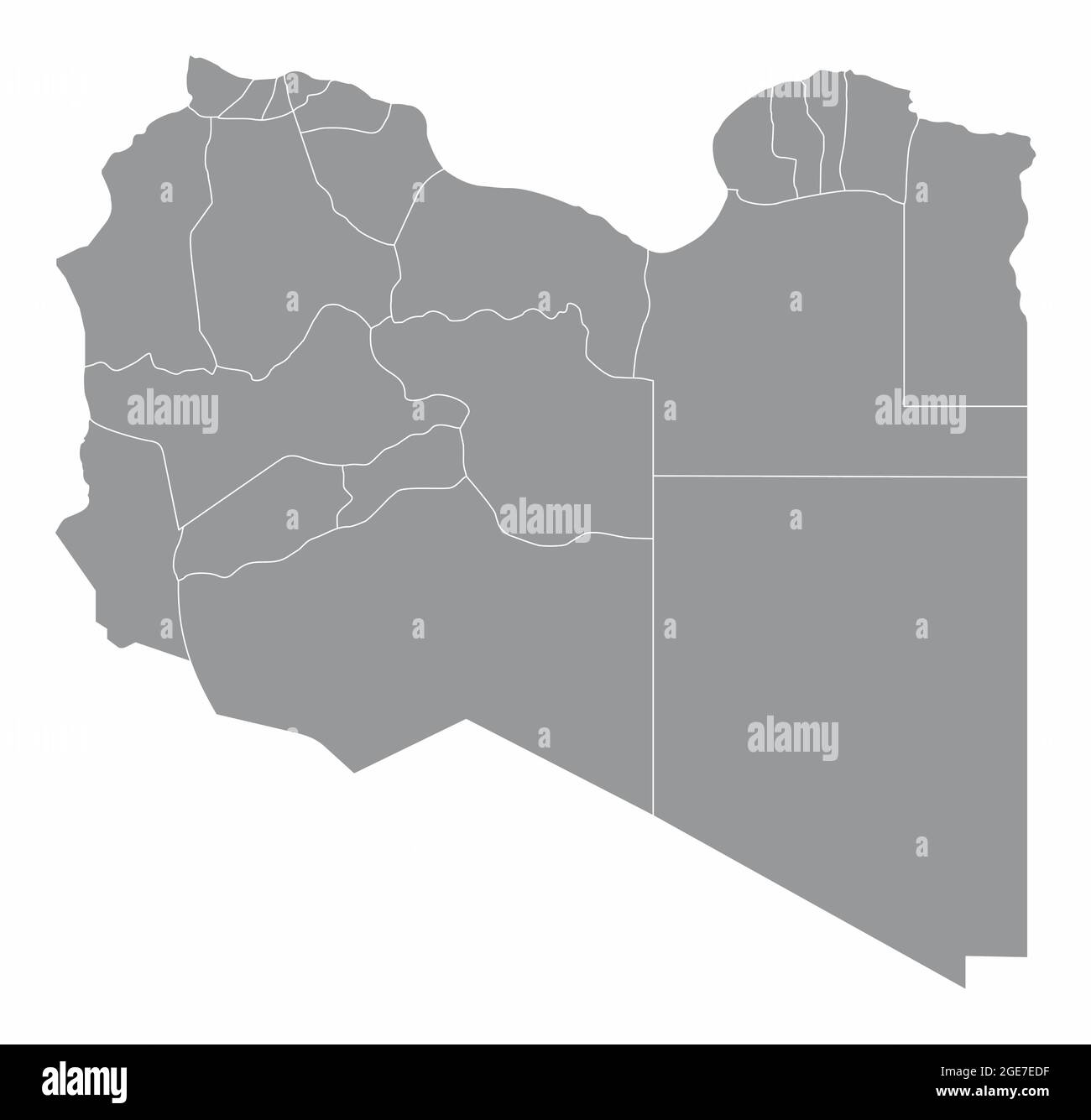 Libya administrative map isolated on white background Stock Vector