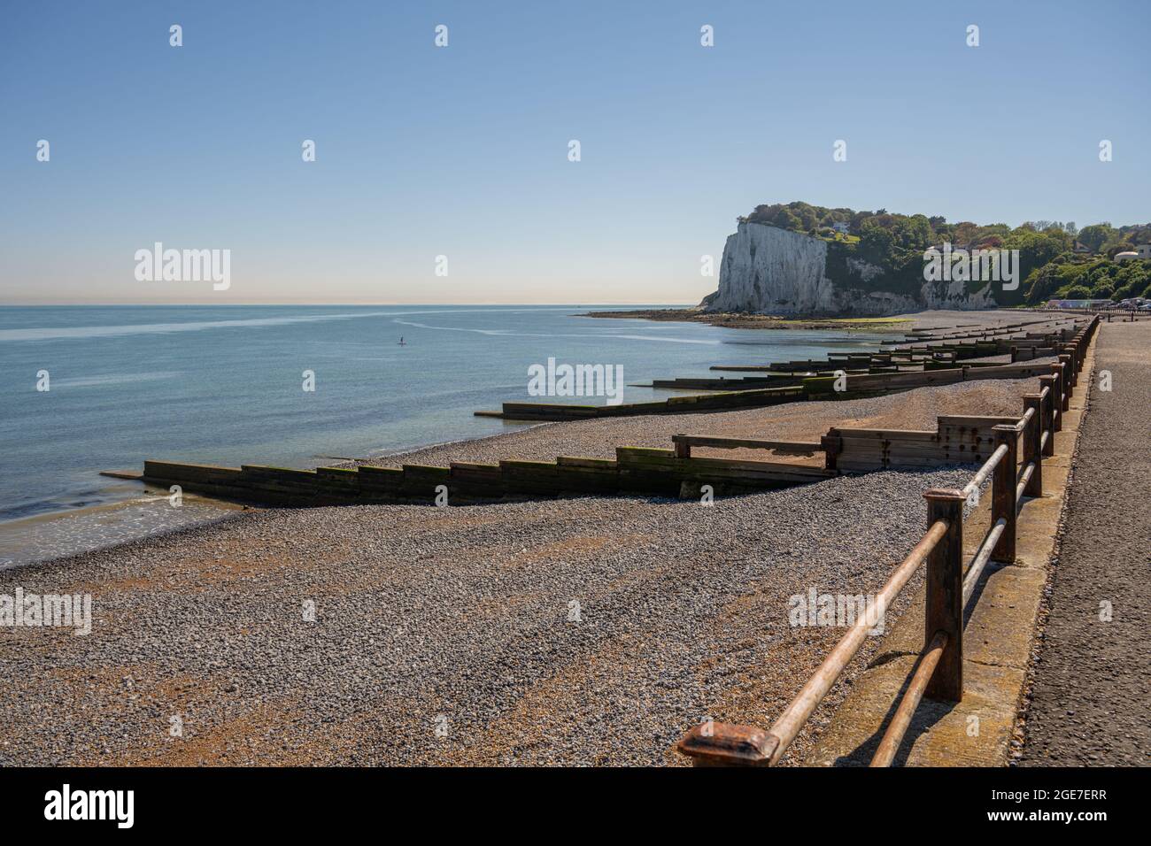 Saint Margarets Bay Kent at Low tide looking out into the English Channel Stock Photo