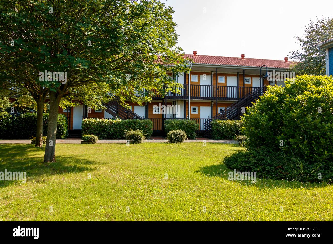 Wismar, Germany - July 12, 2021: Schwedenhaus in Wismar is a hotel made in Swedish style. Great hotel and area Stock Photo