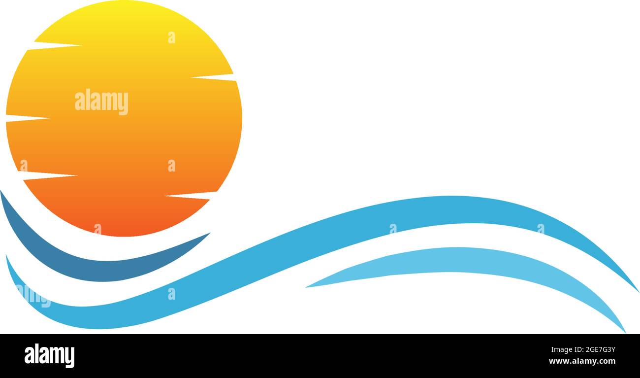 Sunset icon logo vector design template illustrator Stock Vector