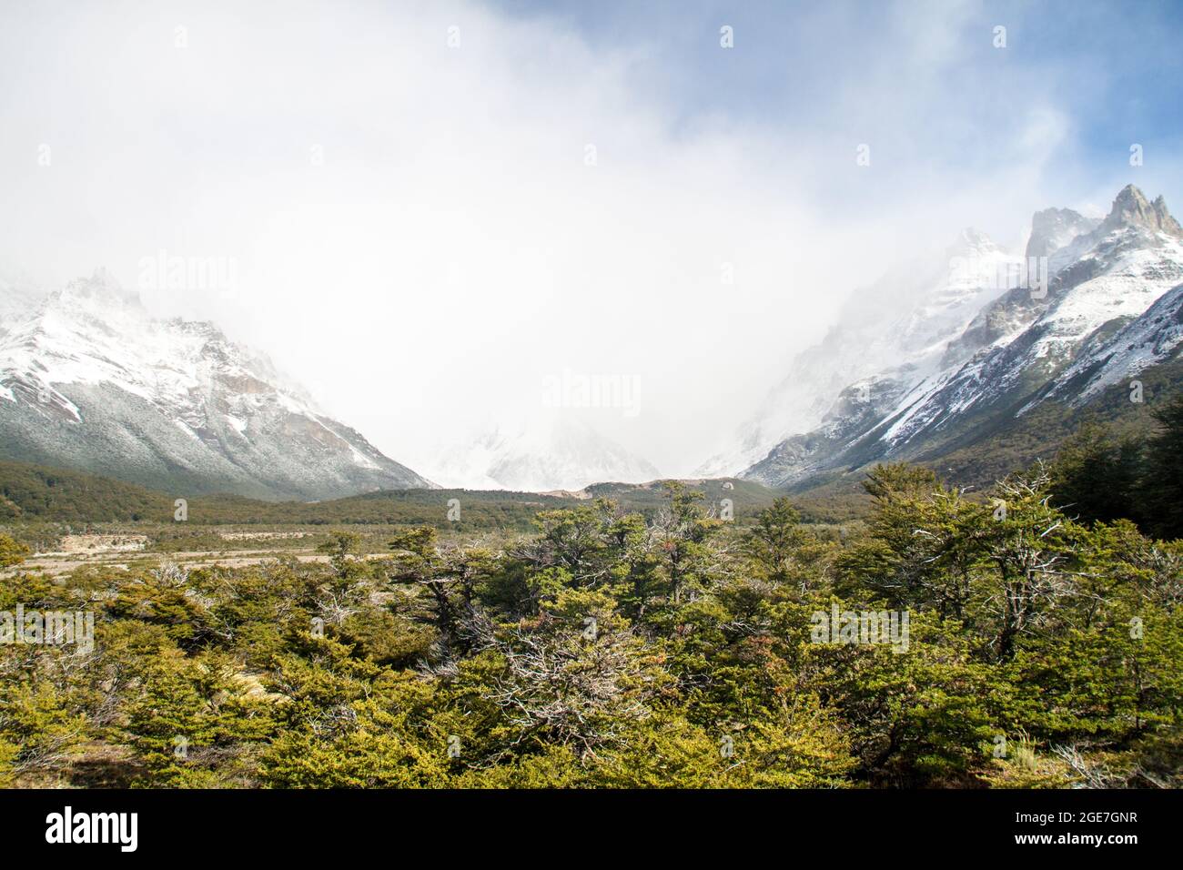 Valley of Rio Fitz Roy river in National Park Los Glaciares, Patagonia, Argentina Stock Photo