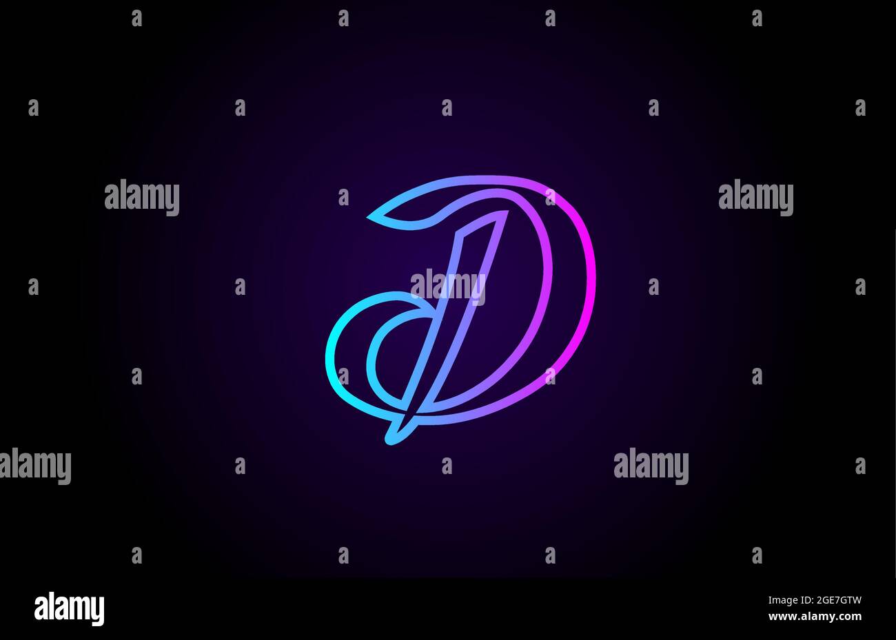 pink blue D line alphabet letter logo for business and company ...