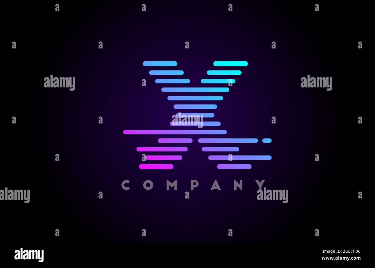 blue pink gradient lines X alphabet letter logo icon for company and ...