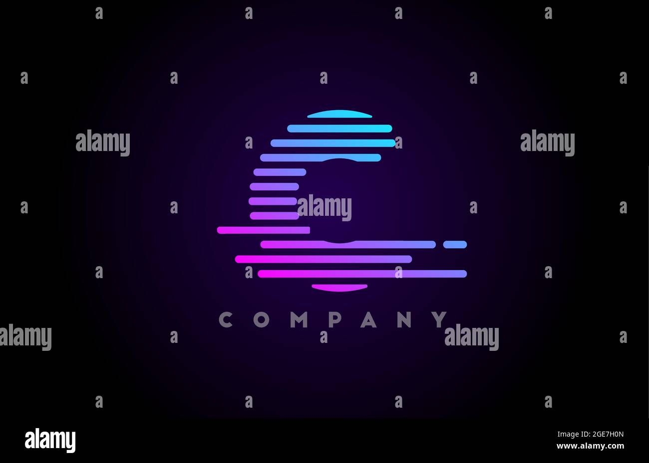 blue pink gradient lines C alphabet letter logo icon for company and ...