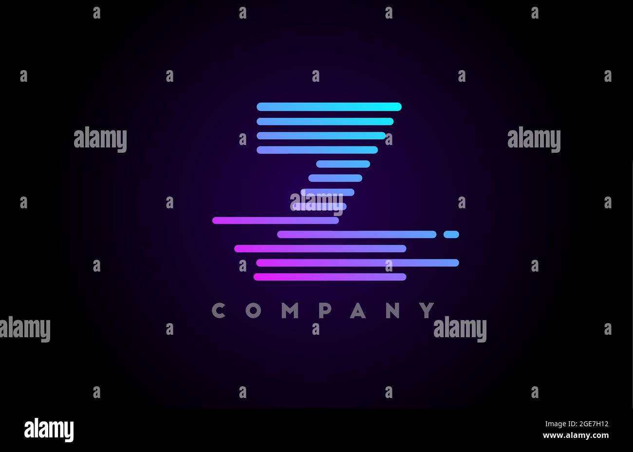 blue pink gradient lines Z alphabet letter logo icon for company and ...