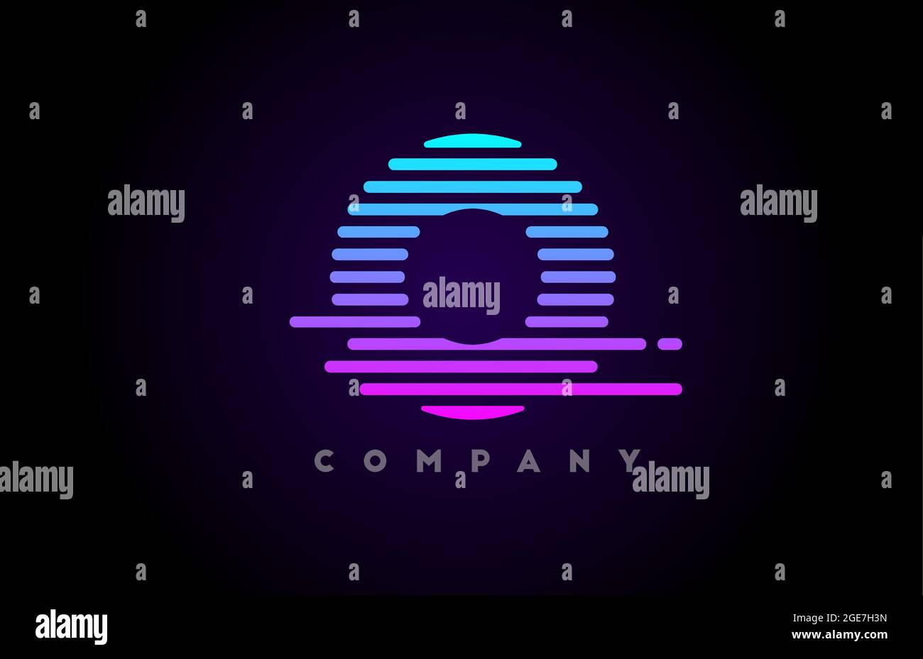 blue pink gradient lines O alphabet letter logo icon for company and ...
