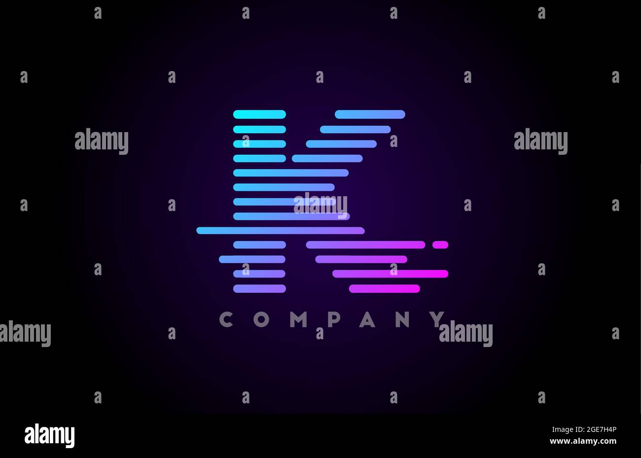 blue pink gradient lines K alphabet letter logo icon for company and ...
