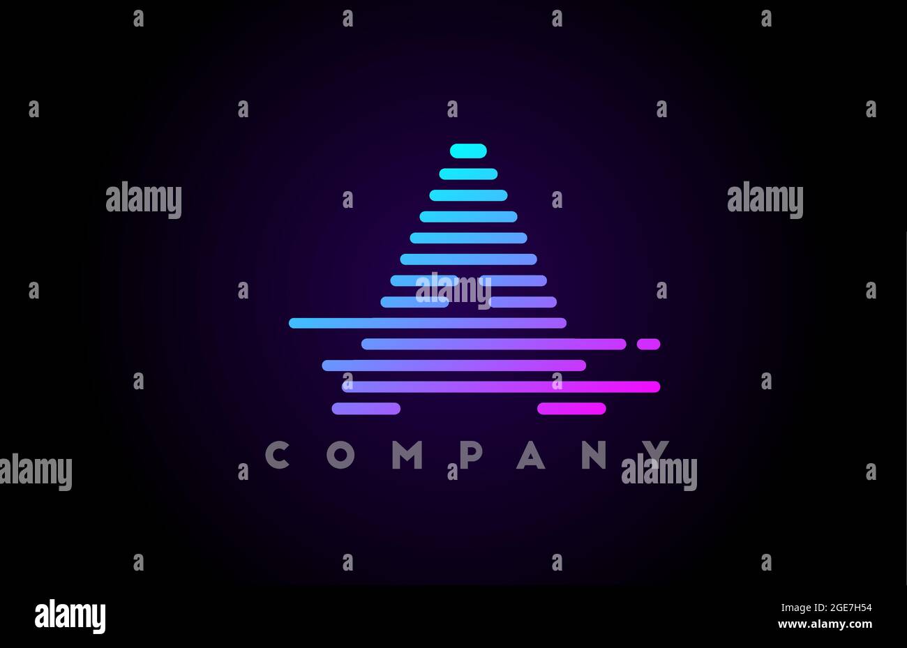 blue pink gradient lines A alphabet letter logo icon for company and ...