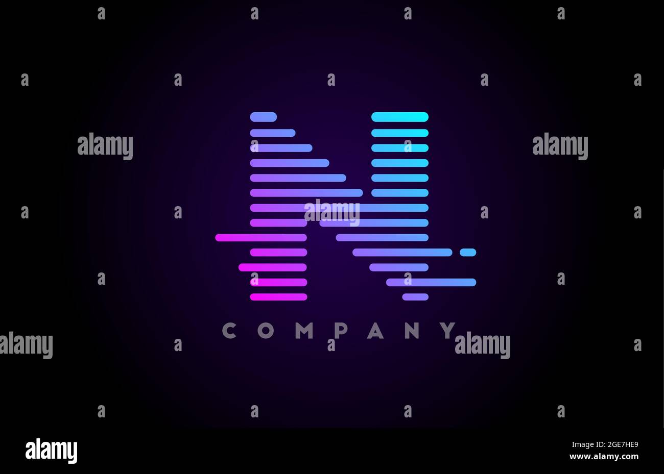 blue pink gradient lines N alphabet letter logo icon for company and ...