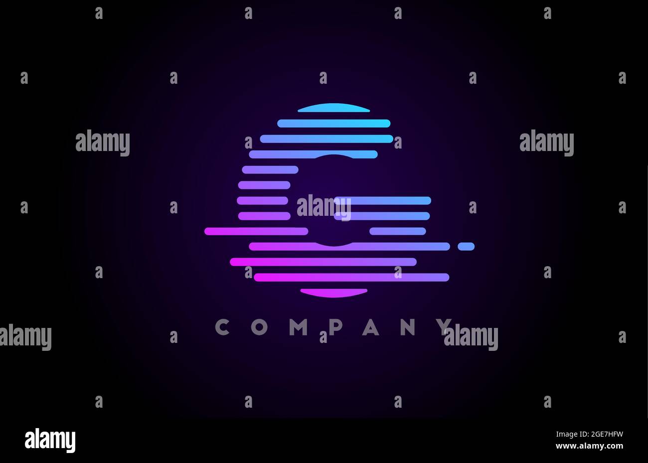 blue pink gradient lines G alphabet letter logo icon for company and ...