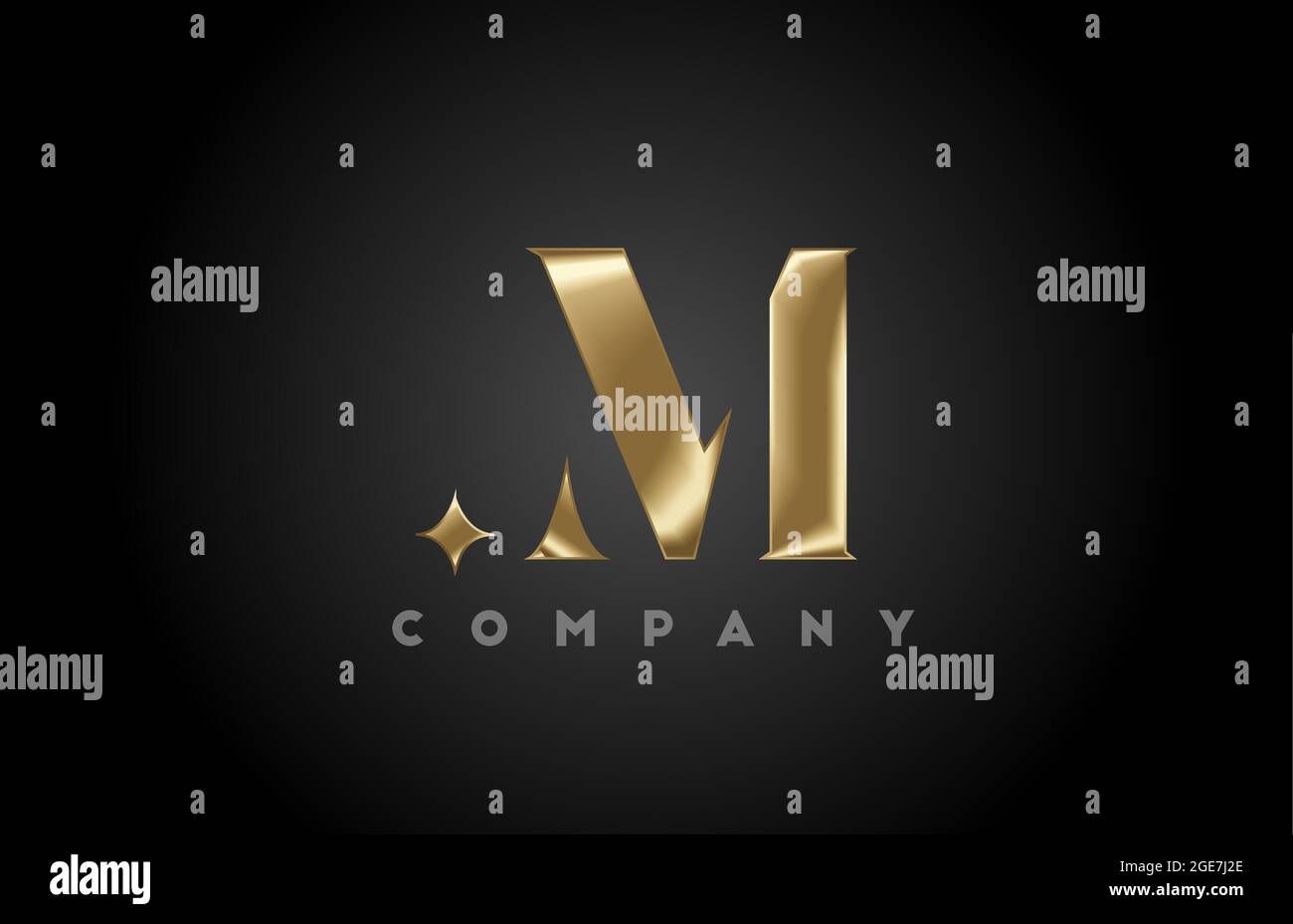 M gold metal alphabet letter icon logo template. Company and business ...