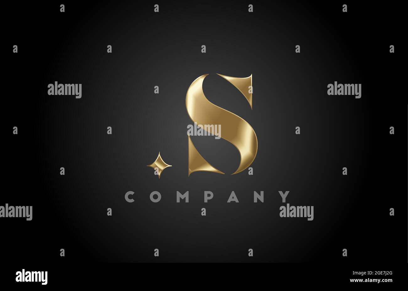 S gold metal alphabet letter icon logo template. Company and business ...