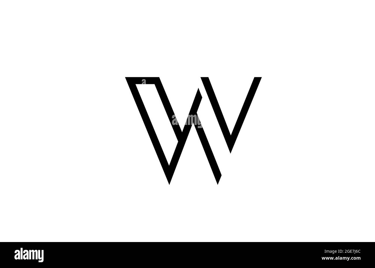 W black and white line alphabet letter logo for business icon. Simple ...