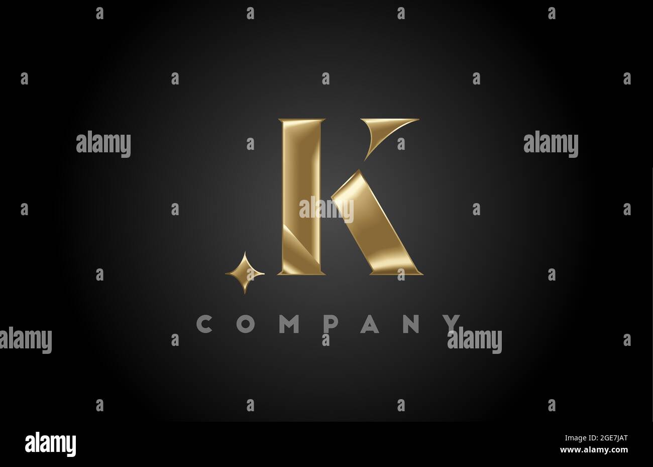 K gold metal alphabet letter icon logo template. Company and business ...