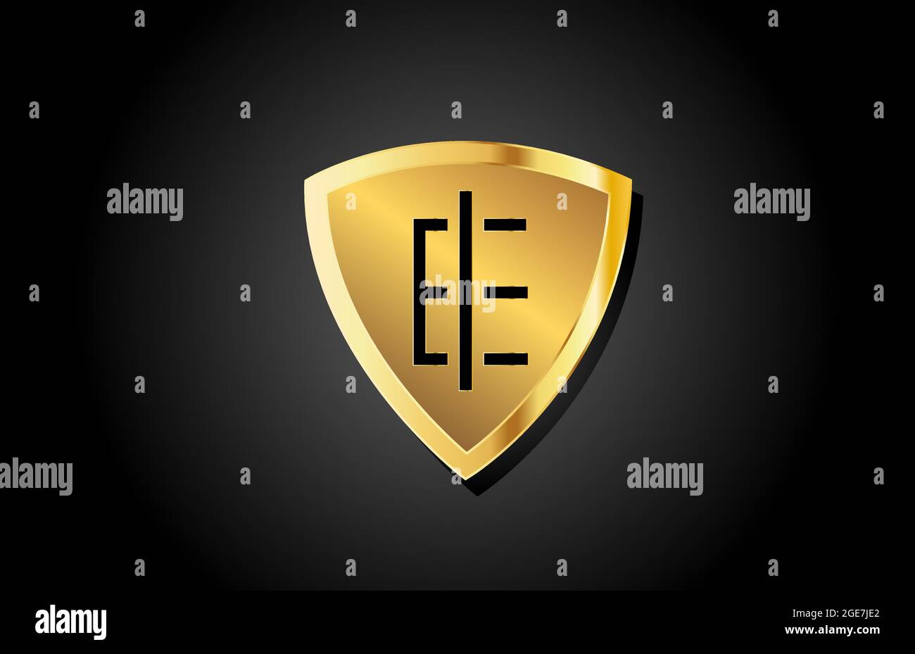 golden shield E luxury alphabet letter logo icon for business and ...