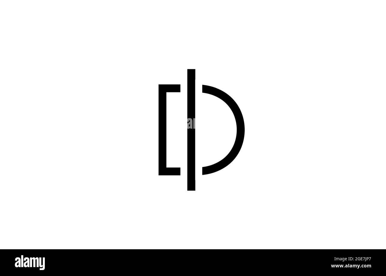 D black and white line alphabet letter logo for business icon. Simple ...