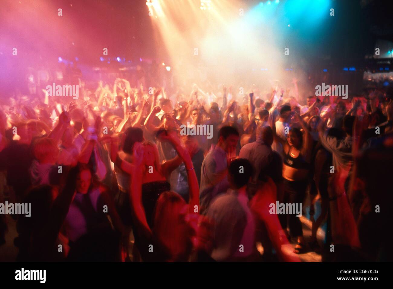 Dancing at music club, Magaluf, Majorca, Balearics, Spain Stock Photo