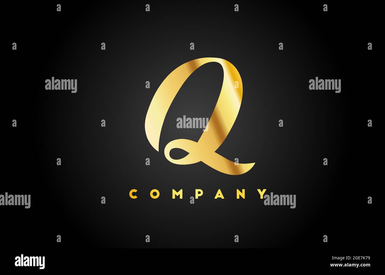 gold golden metal Q alphabet letter logo icon for branding. Creative ...