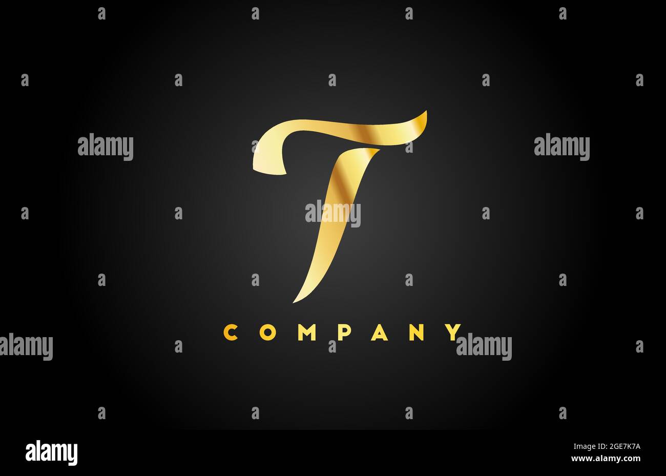 gold golden metal T alphabet letter logo icon for branding. Creative ...