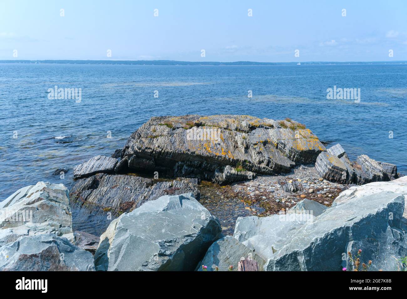 Coastal sedimentary rocks in Blue Rocks, Nova Scotia, Canada Stock
