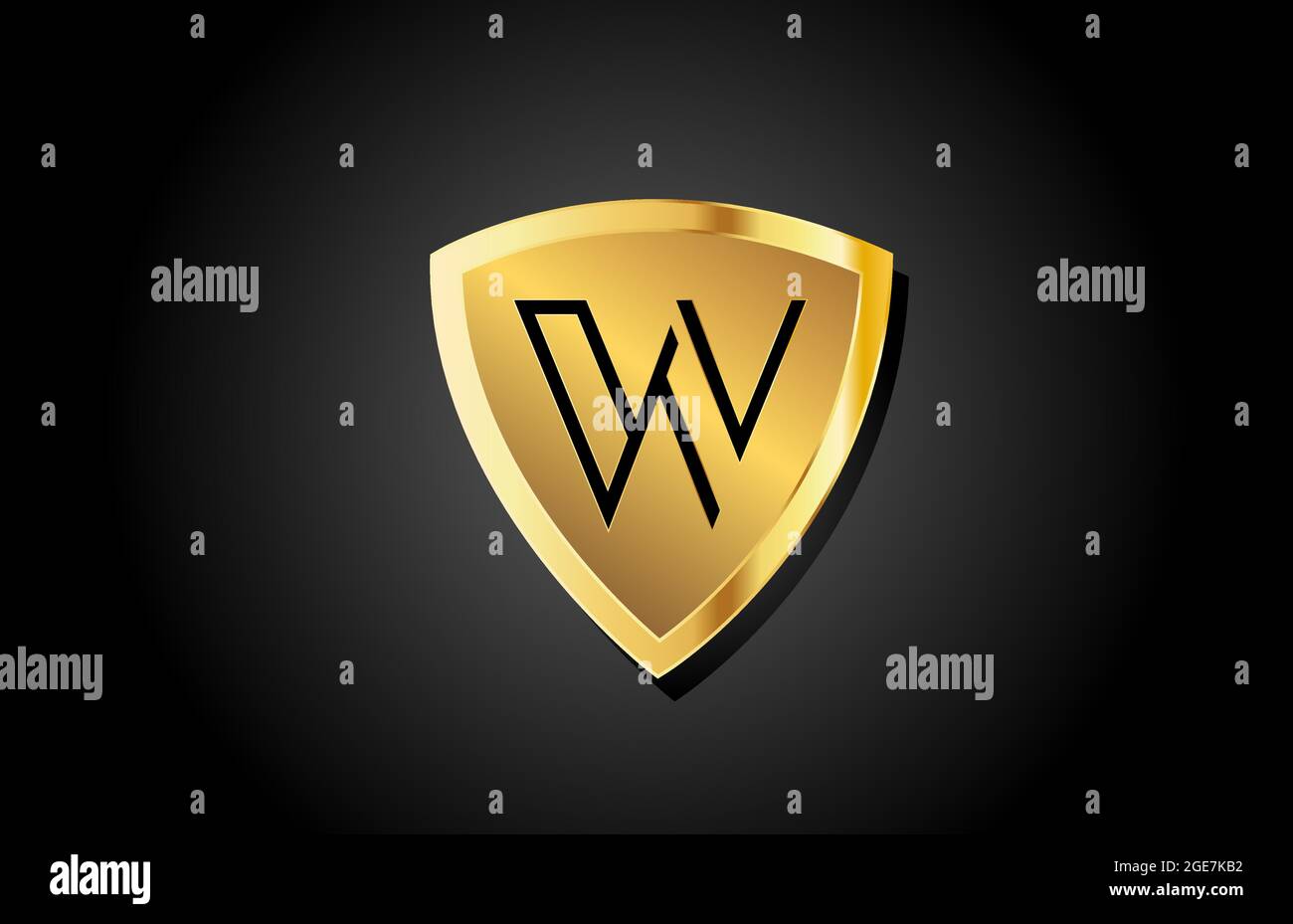 golden shield W luxury alphabet letter logo icon for business and ...