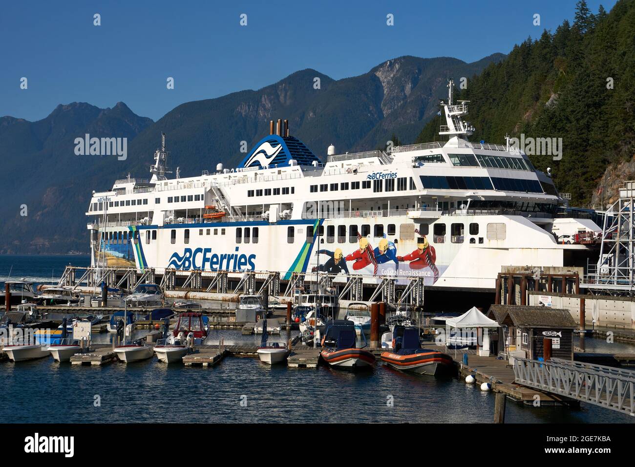 BC Ferries passenger and car ferry MV Coastal Renaissance docked at the Horseshoe Bay ferry terminal, West Vancouver, British Columbia, Canada Stock Photo
