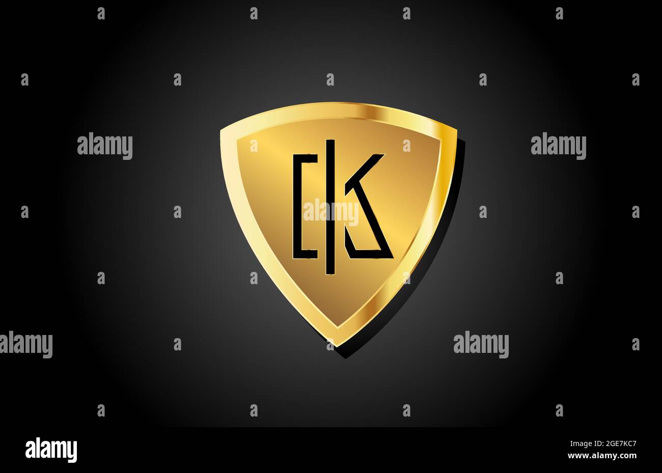 golden shield K luxury alphabet letter logo icon for business and ...
