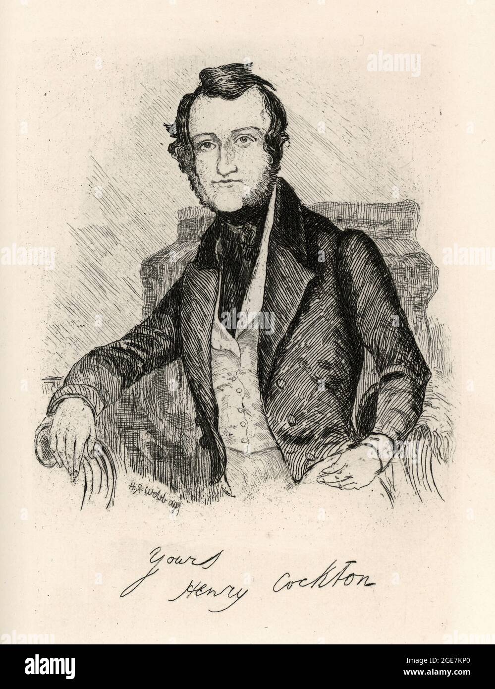 Vintage portrait of Henry Cockton an English novelist, remembered primarily for The Life and Adventures of Valentine Vox, the Ventriloquist Stock Photo