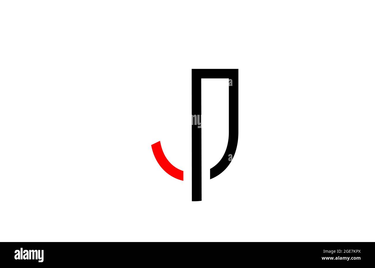 black red J line alphabet letter logo icon. Creative design for company