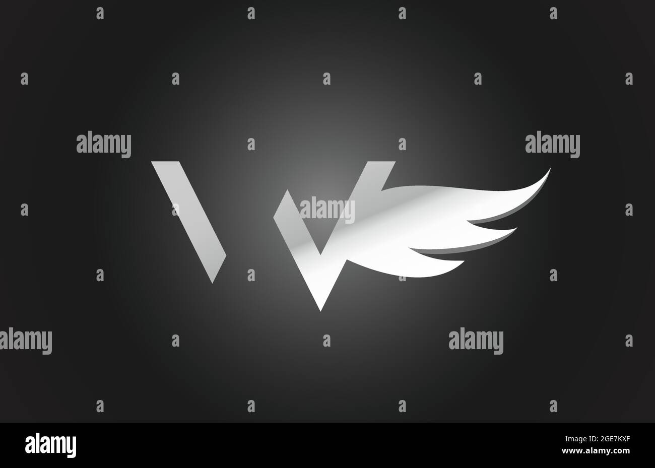 black and white W wing alphabet letter logo icon. Creative design for ...