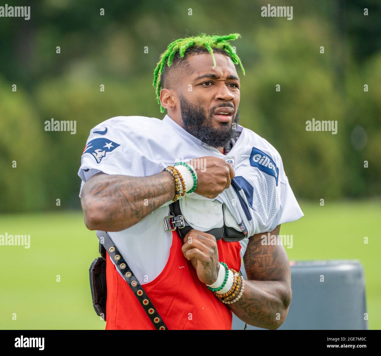 New England Patriots cornerback Jalen Mills (2) following an NFL preseason  football game against the Washington Football Team, Thursday, Aug. 12,  2021, in Foxborough, Mass. (AP Photo/Stew Milne Stock Photo - Alamy