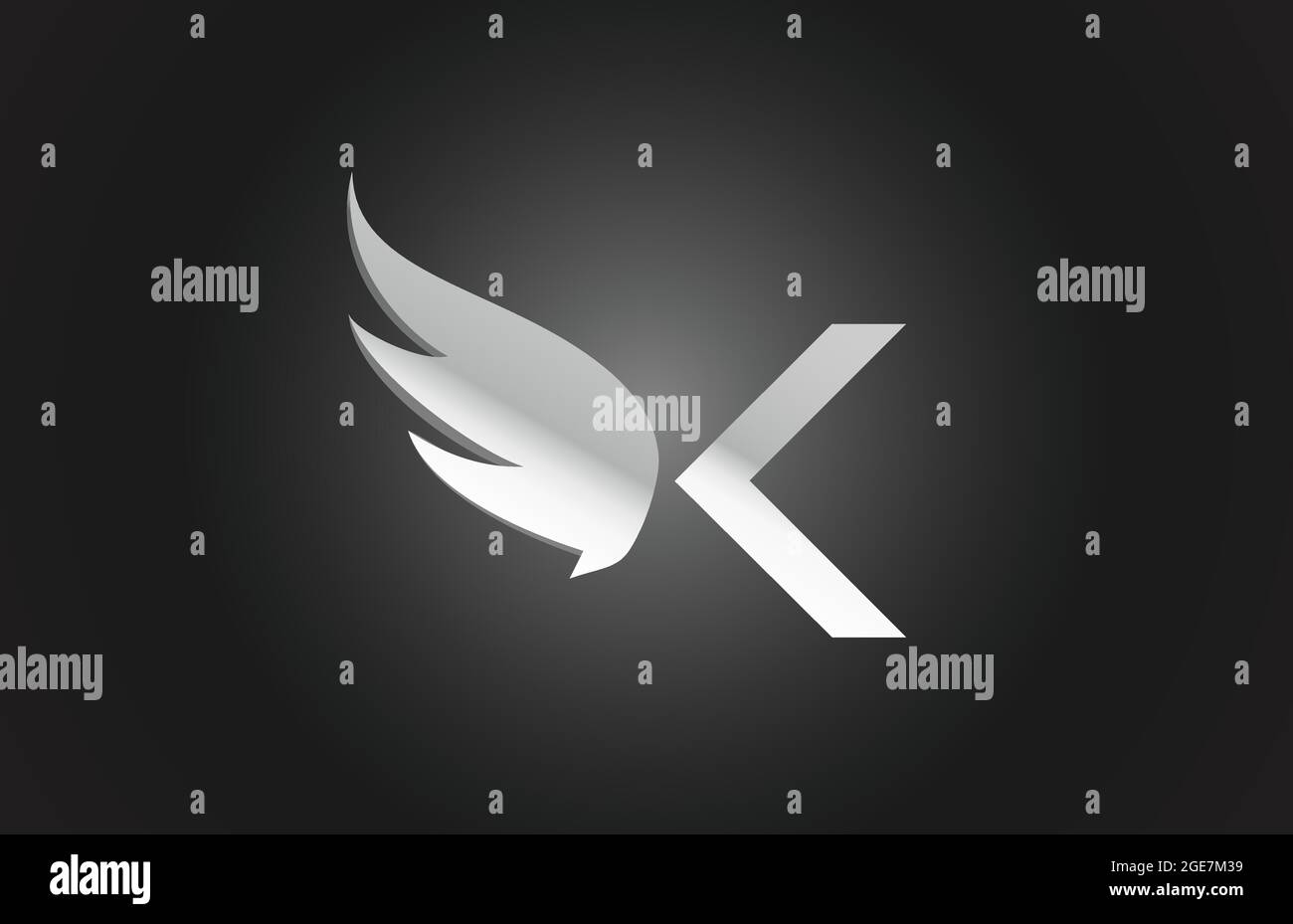 black and white K wing alphabet letter logo icon. Creative design for ...